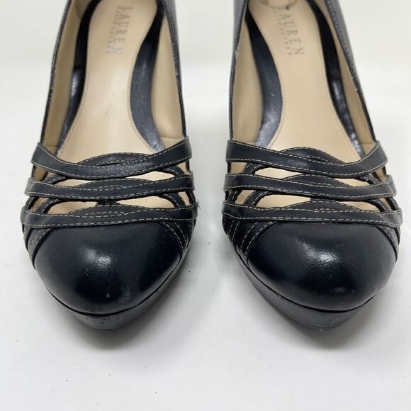Lauren Ralph Lauren Women's Stiletto Heels Slip On Pumps Black Leather Size 7M - Picture 3 of 10